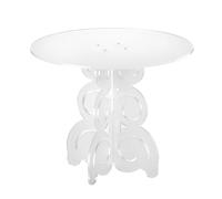 Tavolino rotondo in Cristallo Acrilico con base Onde e Riccioli basso BARRICCO 51x51xh45 cm in metacrilato 100% riciclabile colore bianco Satinato trasparente