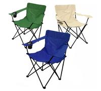 EMPOTEC 622609 Sedia Pieghevole da Campeggio, Blu, con Braccioli e Porta Lattine, Struttura in Metallo, Richiudibile con Sacca COLORI ASSORTITI in Base alle Disponibilità