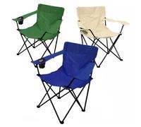 EMPOTEC 622609 Sedia Pieghevole Pescatore Pesca Campeggio Spiaggia Mare, con Braccioli e Porta Lattine, Struttura Metallo, Richiudibile con Sacca COLORI ASSORTITI in Base alle Disponibilità (sedia)