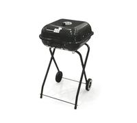 EMPOTEC Barbeque BBQ Grill a Carbone Carbonella Quadrato con Coperchio e Sfiato Presa Aria Ruote Metallo Ripiano 2 Griglie Giardino Multifunzione Terrazzo Campeggio Trasportabile 49x47x83h cm