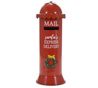 EMPOTEC Cassetta Postale Babbo Natale Buca delle Lettere Cilindrico Decorazione Addobbo FESTIVITÀ Natalizia in Metallo h52 cm / Ø19 cm da Terra/Pavimento Idee Regalo Alta qualità