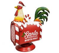 EMPOTEC Cassetta Postale Babbo Natale Buca delle Lettere Vintage con Simpatico Gallo Addobbo Decorazione Natalizia in Metallo Alta qualità Idee Regalo 52x35x18cm