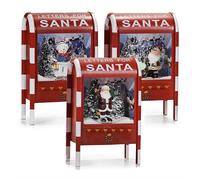 EMPOTEC Cassetta Postale Decorazione Natalizia Buca delle Lettere Babbo Natale Effetto Neve in Movimento con Luci LED e Suoni Idee Regalo 33x21x13cm Assortiti (1pz)