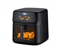 EMPOTEC Friggitrice Forno Aria Calda 10 Litri 1700W Display con Immagini 12 Funzioni Touch 80-200° Timer Cestello in Metallo Antiaderente con Finestra Anti-Surriscaldamento 40x32x36cm