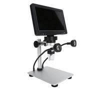 EMPOTEC Microscopio Digitale Elettronico, Display LCD 7", Zoom 1200X, Risoluzione 1080 FHD, Struttura e Illuminazione Regolabile, Nero