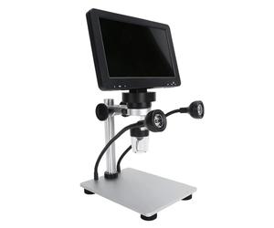 EMPOTEC Microscopio Digitale Elettronico, Display LCD 7", Zoom 1200X, Risoluzione 1080 FHD, Struttura e Illuminazione Regolabile, Nero