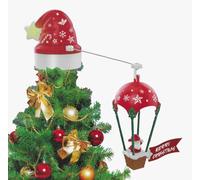 EMPOTEC Puntale Albero di Natale Monfolgiera Babbo Natale Decorazione Natalizia Girevole Movimento con Luci e Suoni Effetto Rotante Alimentazione USB
