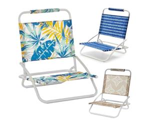 EMPOTEC Sedia Mare Pieghevole Spiaggina Sdraio Poltrona Acciaio Resistente Spiaggia Piscina Giardino Campeggio Dimensione h61x51x45 cm Facile da Trasportare COLORI ASSORTITI