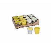 EMPOTEC Set 12 pezzi Secchiello Candela Citronella con Pratico Manico per Essere Appeso Tempo 12 ore di Utilizzo Vasetto in Metallo Idea Regalo Arredo Giardino per Feste 8x7,2cm 80Gr.