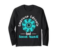 Empower Educate End Sexual Assault, nastro floreale color verde acqua Maglia a Manica