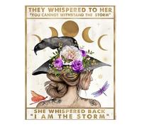 Empowering Quote Wall-Art - They Whispered to Her You Cannot Withstand The Storm, Witch Motivational for Women, Wiccan Pagan Home Decor, Witchy Room Decor Inspiration(Framed,12x18inch(30x45cm))