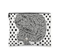 Empowerment - Trousse da viaggio per cosmetici, da donna, con cerniera, colore: nero e bianco, a pois, per la cura della pelle, Nero, Bianco, 7x9 Inch, Empowerment