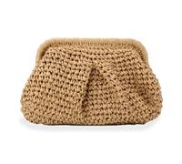 Emprier Pochette in paglia da donna con nuvola, borsa a tracolla in paglia, borsa a tracolla estiva da spiaggia, Cachi, Taglia unica