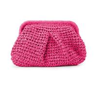 Emprier Pochette in paglia da donna con nuvola, borsa a tracolla in paglia, borsa a tracolla estiva da spiaggia, Rosso rosato, Taglia unica