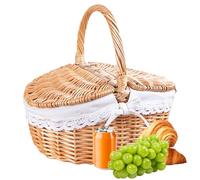 Empty Hand Woven Basket, Cute Picnic Basket with Single Handle, Large Storage Box For Outdoor, Activities Beach Camping Lunch Break Wedding Backyard Gathering School Event