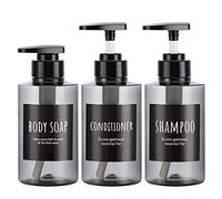 Empty Shampoo Bottles, Segbeauty 10.1oz Plastic Pump Dispenser Bottle, 3pcs 300ml Refillable Shampoo Pump Bottles for Shower, Grey Pump Bottles for Body Soap Shampoo Hair Conditioner Hotel Bathroom