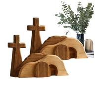 Empty Tomb Easter Scene | Wooden Christian Tabletop Centerpiece | Easter Tomb Display | for Home Church Mantle Shelf Desk Family Gathering Holiday Spring