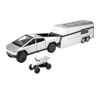 EMRGAZQD Veicoli a Motore in Scala 1/24 Adatto For Tesla Cybertruck Modello Di Auto Pressofuso In Lega Tirare Indietro Camioncini Veicoli Pressofusi Modello di Auto Replica(Silver)