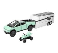 EMRGAZQD Veicoli a Motore in Scala 1/24 Adatto For Tesla Cybertruck Modello Di Auto Pressofuso In Lega Tirare Indietro Camioncini Veicoli Pressofusi Modello di Auto Replica(Green)