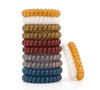 Emrlyr Spiral Hair Ties No Damage, ponytail holders Elastic Phone Cord Waterproof for Women Girls-12PCS (Jelly texture dark series)