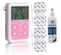 EMS Allenatore Pavimento Pelvico 4x Elettrodi 5x5 cm & Spray | Allenamento EMS Pavimento Pelvico per Incontinenza: Urinaria e Fecale, Recupero Postpartum, Tonificazione del Pavimento Pelvico