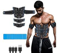 EMS Stimolatore Muscolare, Elettrostimolatore per Addominali Elettrostimolatore Muscolare, ABS Trainer/Toner per Addome/Braccio/Vita/Gambe Home Gym con 16PCS Gel Pezzi