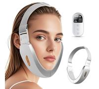 EMS V-Face - Massaggiatore viso con luce rossa/blu, con doppio mento, 6 modalità, professionale V-Line per linea di mascella sottile, massaggiatore viso con telecomando, tipo C