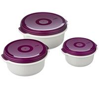 Emsa 508455 Micro Family Contenitori salvafreschezza, set da 3 0.5 / 1.0 / 1.5 l, colore: Bianco/Viola