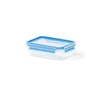 Emsa 508539 rettangolare contenitore di alimento con coperchio, 0,8 litri, trasparente / blu, Clip & Chiudi
