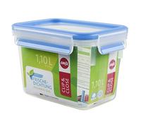 Emsa 508541 Contenitore per alimenti rettangolare con coperchio, 1,1 litri, trasparente / blu, Clip & Chiudi