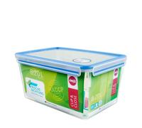 Emsa 508548 Contenitore per alimenti rettangolare con coperchio, 8,2 litri, trasparente / blu, Clip & Chiudi