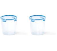 Emsa 508553 rotonda contenitore di alimento con coperchio, 2,0 litri, trasparente/blu, Clip & Chiudi (Confezione da 2)