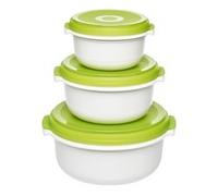 Emsa Micro Family 017036509741 Pentola per Microonde, Set Primi Pasti con 3 Pezzi, ghisa, Bianco/Mora