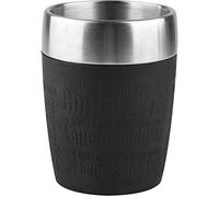 Emsa 514517 tazza BICCHIERE THERMOS isolante da viaggio Acciaio e silicone NERO capacità 0,2 litro