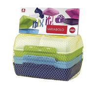 Emsa 517053 - Contenitori per alimenti Variabolo per bambini, 4 pezzi, 16 x 11 x 4 cm, apribili su entrambi i lati, impilabili insieme per risparmiare spazio, blu/verde