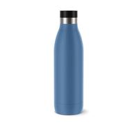 Emsa Bludrop N3112200 - Borraccia lavabile in lavastoviglie, in acciaio inox, con verniciatura a polvere, ergonomica, a 360°, 12 h caldo/24 h fredda, a prova di perdite, 0,7 l, colore: Blu