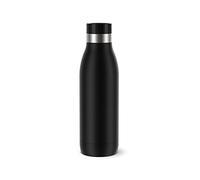 Emsa Botella Bludrop Basic N31101, 0,5 litros, 100% hermética, cierre Quick-Press, placer de beber 360°, calor 12 h frío 24 h, apto para lavavajillas, acero inoxidable, color negro