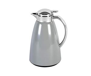 Emsa Campo F4130100 - Caraffa termica da 1 l, chiusura a punta rapida, 100% ermetica, calda, 24 ore, in acciaio inox di alta qualità, facile da pulire, grigio pastello