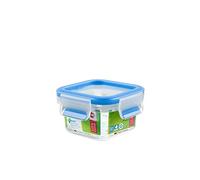 EMSA 508535 Clip & Close - Barattolo quadrato 200 ml, trasparente/blu (confezione da 4)