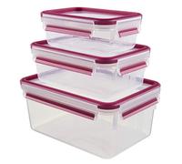 Emsa Clip & Close 017032515584 Contenitore Salvafreschezza, Lampone, Set 3 Pezzi da 0.55 l, 1 l e 2.3 l