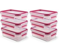 Emsa Clip & Close Contenitore Salvafreschezza, Set 3 Pezzi, Plastica, Trasparente/Lampone, da 0.55 l (Confezione da 2)