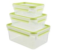 Emsa Clip & Close Contenitore Salvafreschezza, Verde, Set 3 Pezzi da 0.55 l, 1 l e 2.3 l