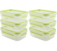 Emsa Clip & Close Contenitore Salvafreschezza, Set 3 Pezzi, Plastica, Trasparente/Verde, da 0.55 l (Confezione da 2)