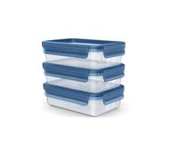Emsa Clip & Close Eco N1171700 - Set di 3 contenitori salvafreschezza da 0,8 l, eco-design, a prova di perdite, igienici, adatti al microonde, congelatore, lavastoviglie, senza BPA, colore: blu
