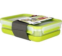 Emsa Clip & Go Contenitore Lunch Box, Trasparente/Verde Chiaro, 22.5 x 16.3 x 6.5 cm