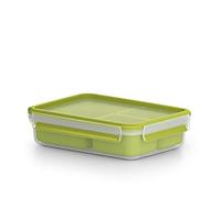 Emsa Portavivande Clip & Go 518100 – 1,2 l, 3 inserti, plastica trasparente/verde chiaro