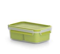 Emsa Clip & Go Contenitore Snack con Inserti, Trasparente/Verde Chiaro, 19.5 x 13.5 x 7 cm
