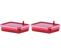 Emsa Clip & Micro Contenitore Microonde, Plastica, Rosso, 22.5x16.3x5.8 cm (Confezione da 2)