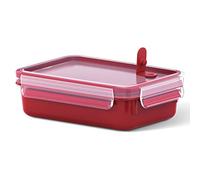 Emsa Contenitore per microonde Clip & Micro 517772 | Valvola per microonde | 0,8 L | Scatola per il pranzo | Misura integrata | Prodotto in Germania | Rosso/Trasparente