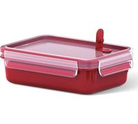 Emsa Contenitore per microonde Clip & Micro 517772 | Valvola per microonde | 0,8 L | Scatola per il pranzo | Misura integrata | Prodotto in Germania | Rosso/Trasparente
